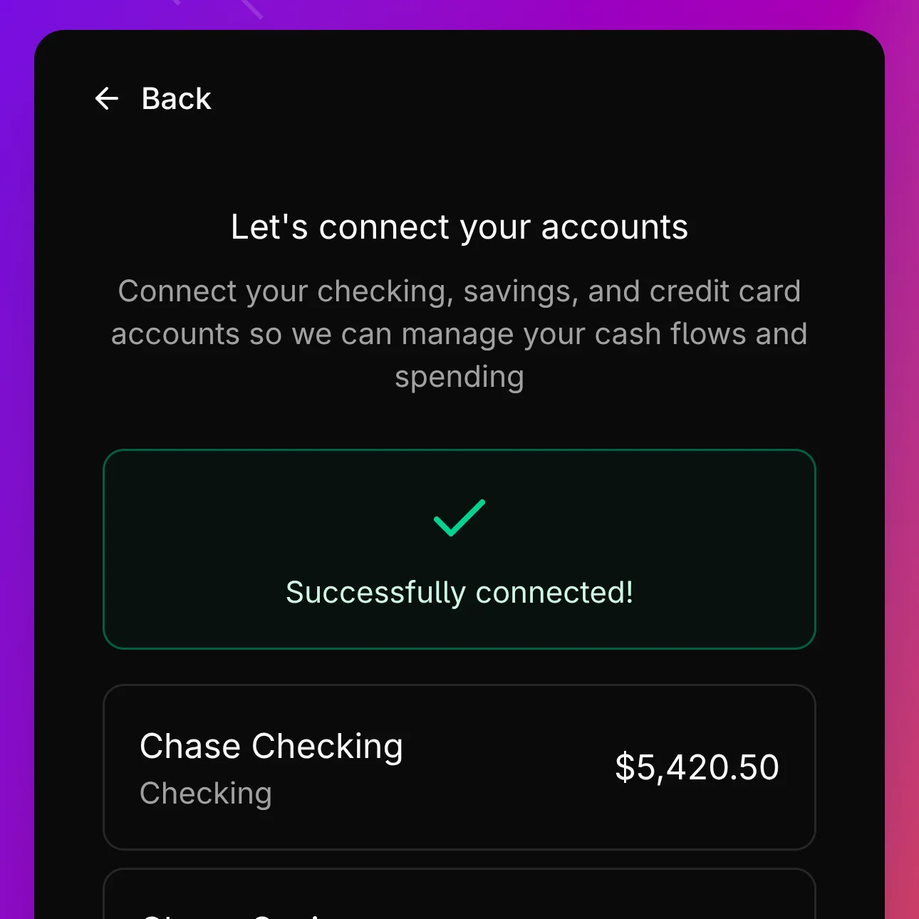 Bank accounts connected via Plaid